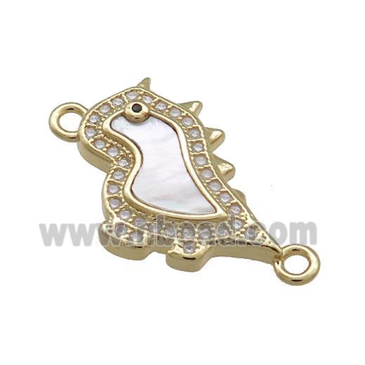 Copper Dragon Charms Connector Pave Shell Zircon 18K Gold Plated