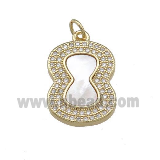 Copper Pendant Pave Shell Zircon Number8 18K Gold Plated