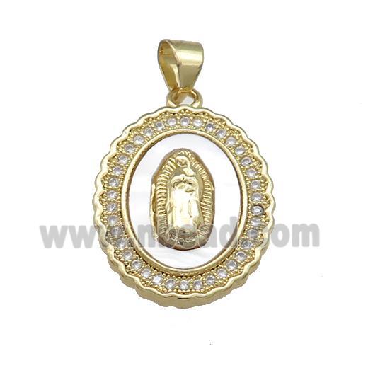 Copper Jesus Pendant Pave Shell Zircon Religious 18K Gold Plated