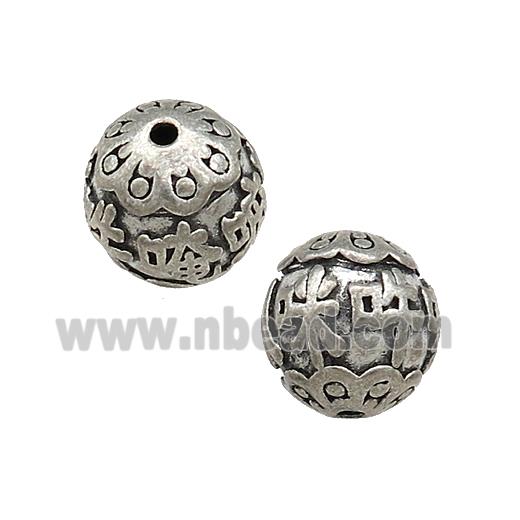Tibetan Style Copper Round Beads Buddhist OHM Antique Silver