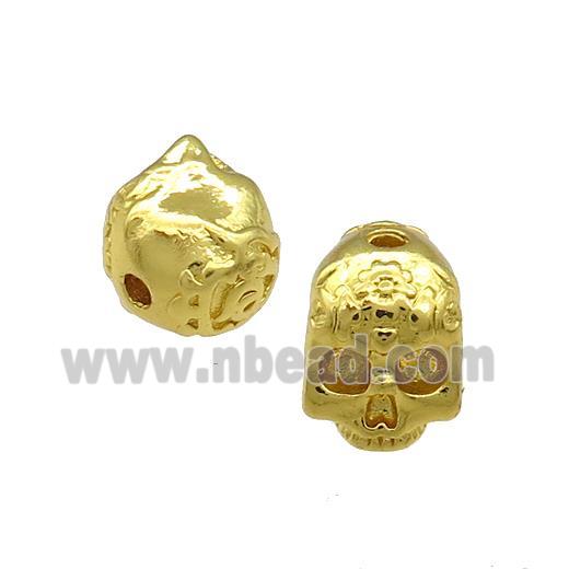 Copper Skull Beads 18K Gold Plated