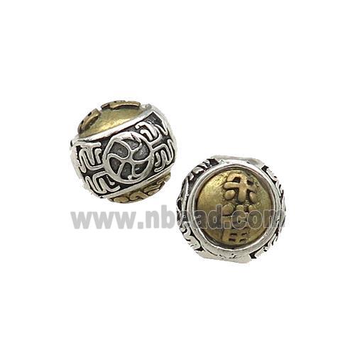 Tibetan Style Copper Round Beads Large Hole Antique Silver Bronze