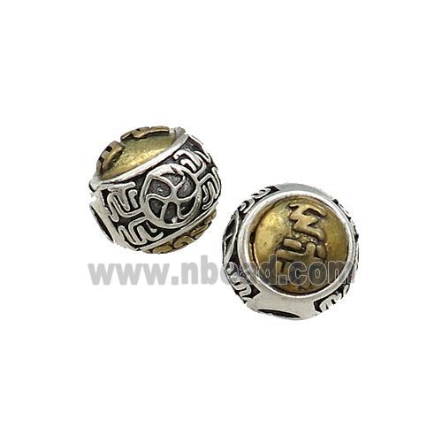 Tibetan Style Copper Round Beads Large Hole Antique Silver Bronze