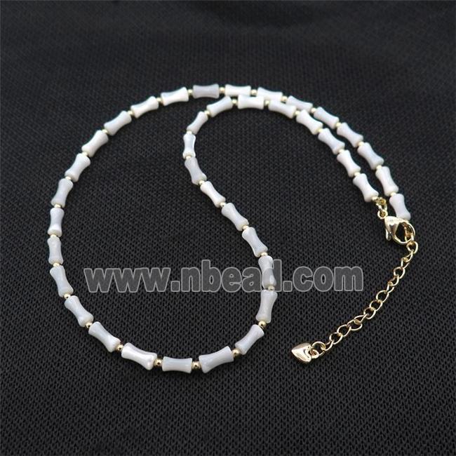 White MOP Shell Necklace Bamboo