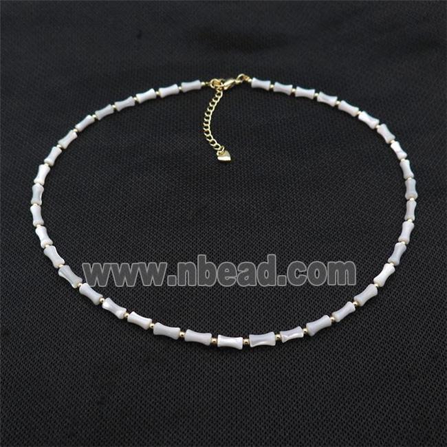 White MOP Shell Necklace Bamboo