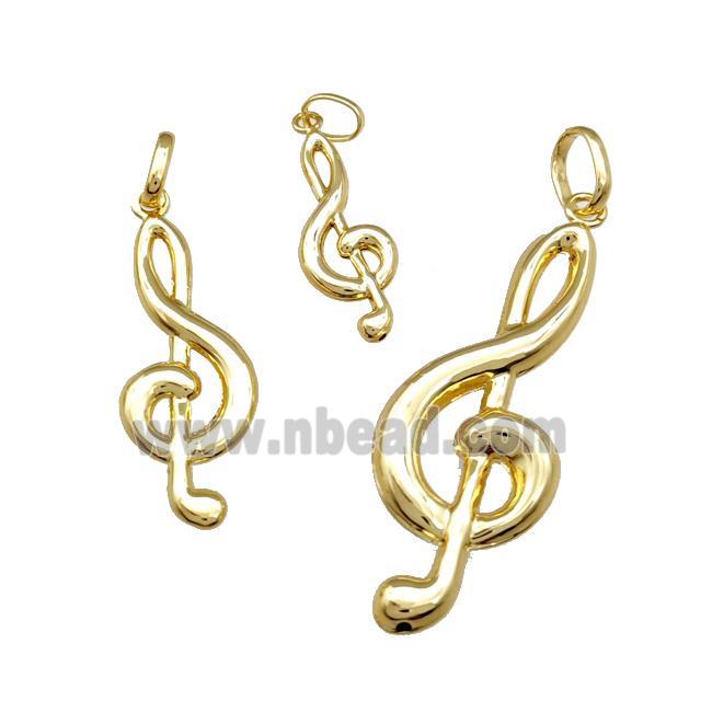 Copper Pendant Musical Note Symbols 18K Gold Plated