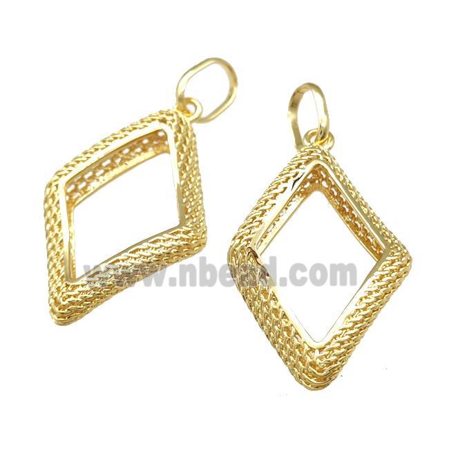 Copper Rhombic Pendant Hollow 18K Gold Plated