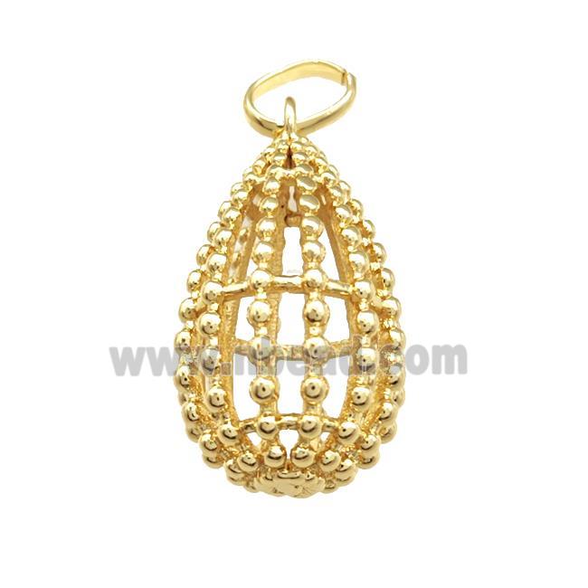 Copper Cage Pendant Hollow 18K Gold Plated