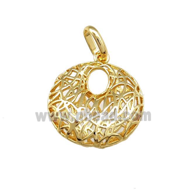 Copper GoGo Pendant Hollow 18K Gold Plated