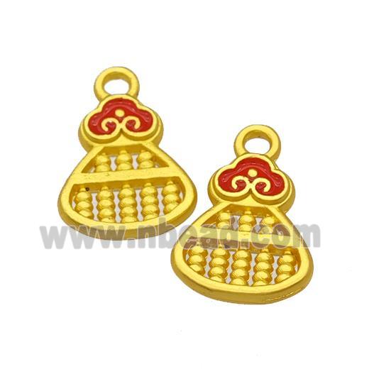 Abacus Charms Alloy Pendant Red Painted Matte Gold Plated