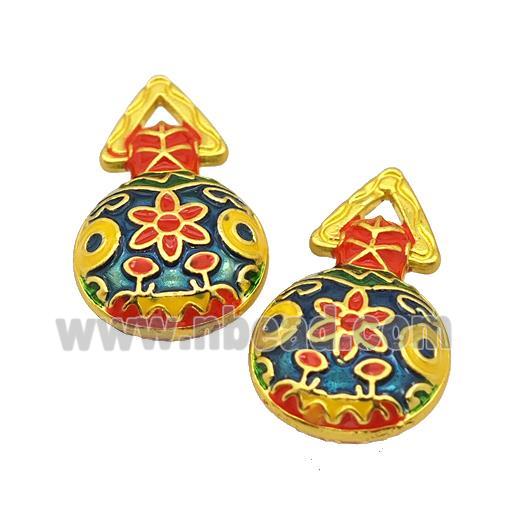 Waterbags Charms Alloy Pendant Flower Painted Matte Gold Plated