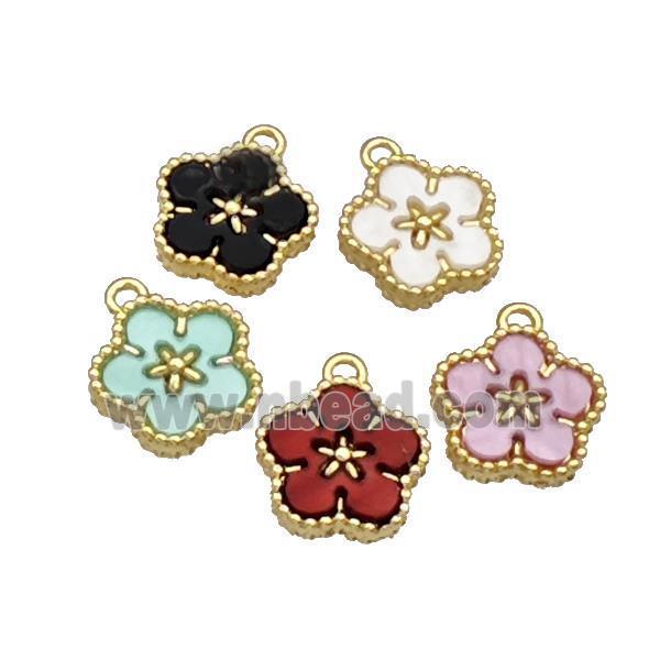 Copper Flower Pendant Pave Resin Gold Plated Mixed