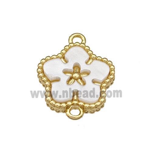 Copper Flower Connector Pave Resin Gold Plated