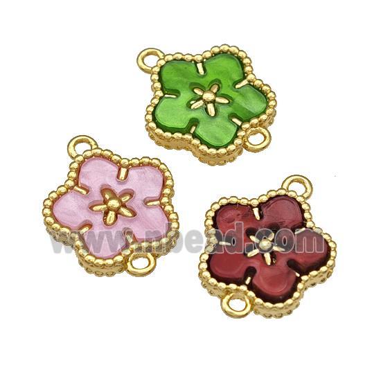 Copper Flower Connector Pave Resin Gold Plated Mixed