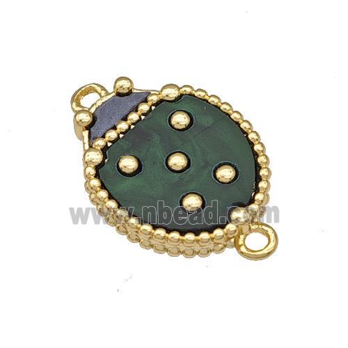 Copper Ladybug Connector Pave Resin Gold Plated
