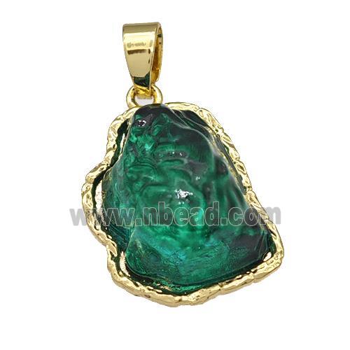 Copper Pendant Pave Acrylic Green Mountain Gold Plated