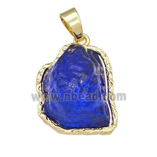 Copper Pendant Pave Acrylic Blue Mountain Gold Plated