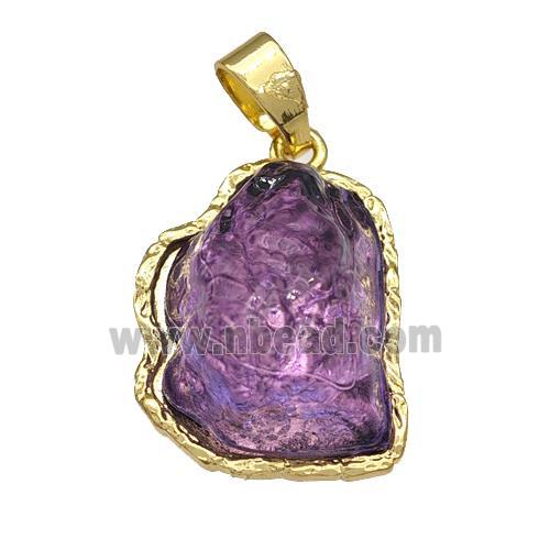 Copper Pendant Pave Acrylic Purple Mountain Gold Plated