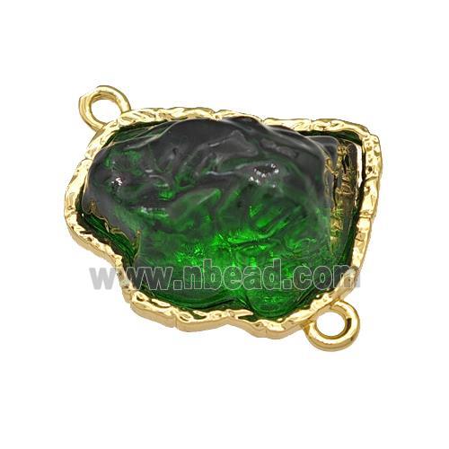 Copper Connector Pave Acrylic Green Mountain Gold Plated