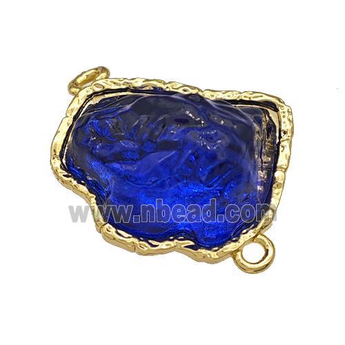 Copper Connector Pave Blue Acrylic Mountain Gold Plated