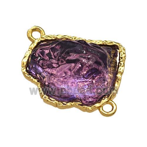 Copper Connector Pave Purple Acrylic Mountain Gold Plated