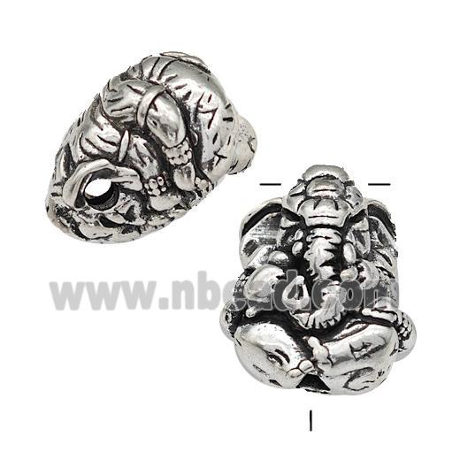 Tibetan Style Copper Elephant Guru Beads Antique Silver
