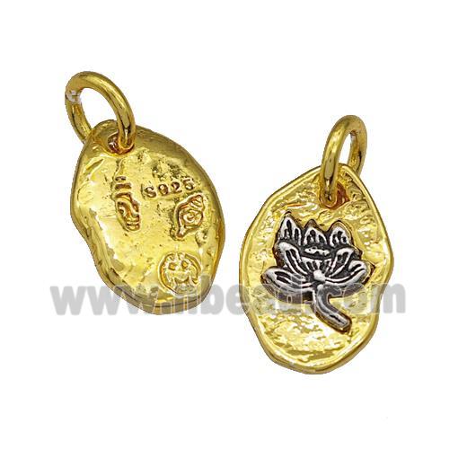 Tibetan Style Copper Lotus Pendant Slice Gold Plated