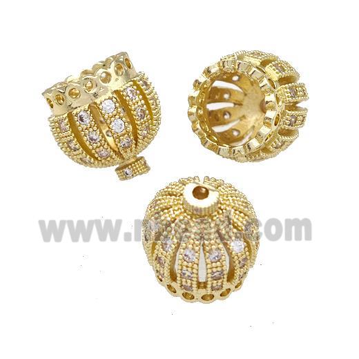 Copper Tassel Bails Pave Zircon Large Hole Gold Plated
