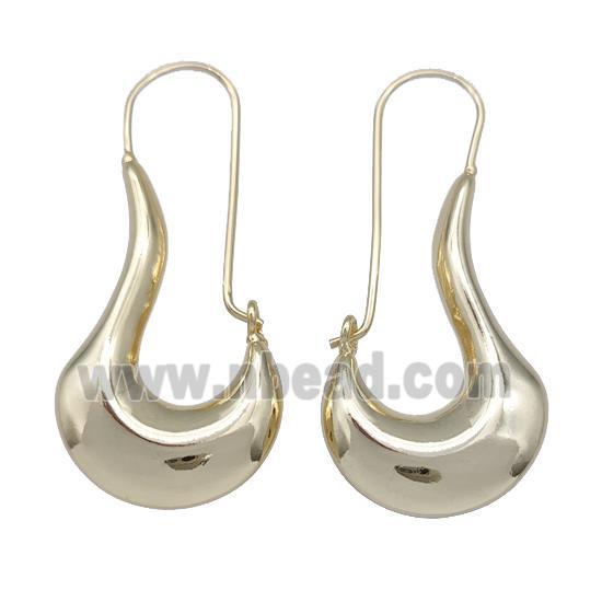 Copper Hook Earrings Hollow 18K Gold Plated