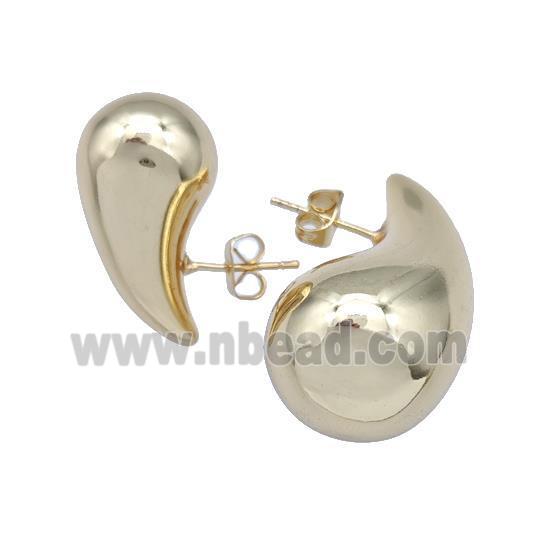 Copper Teardrop Stud Earrings Hollow 18K Gold Plated