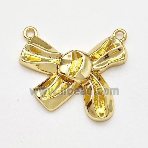 Copper Bow Pendant 2loops Gold Plated