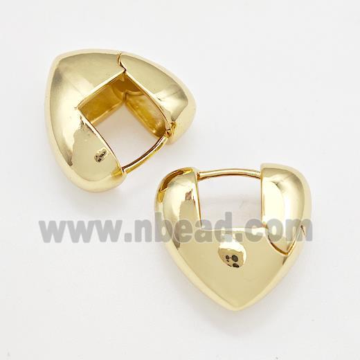 Copper Latchback Earrings Hollow Heart Gold Plated