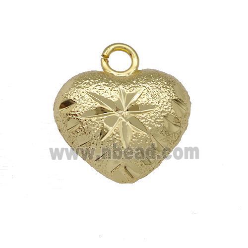 Copper Heart Pendant Brushed Hollow Gold Plated