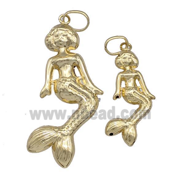 Copper Mermaid Charms Pendant Gold Plated