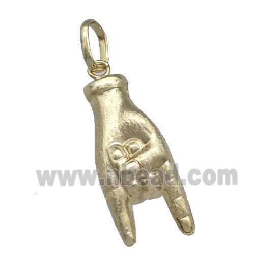 Copper Hand Sign Pendant Brushed Gold Plated