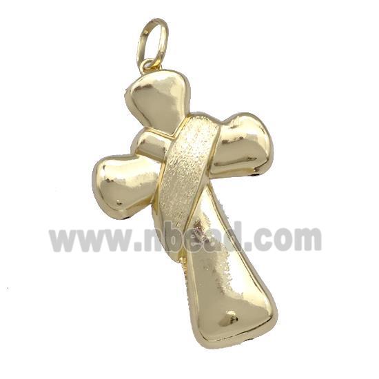 Copper Cross Pendant Brushed Gold Plated