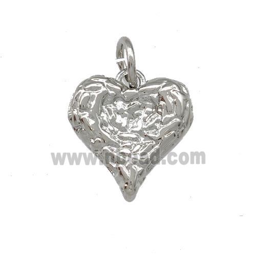 Copper Heart Pendant Hammered Platinum Plated