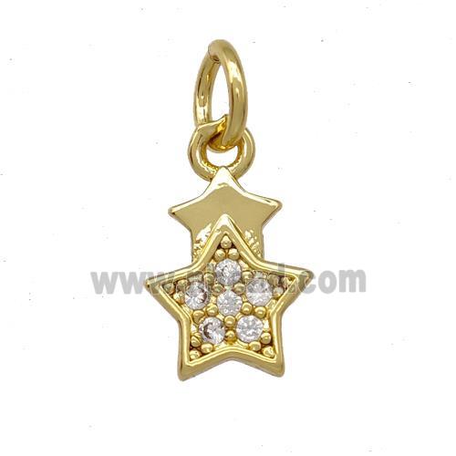 Copper Star Pendant Pave Zirconia Gold Plated