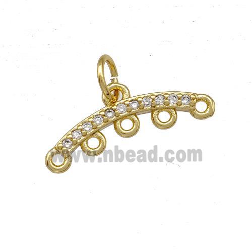 Copper End Bar Pendant Terminals Pave Zirconia Gold Plated