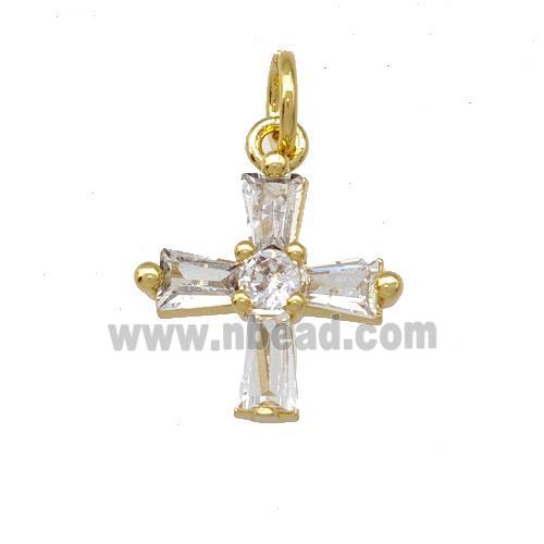 Copper Cross Pendant Pave Zirconia Gold Plated