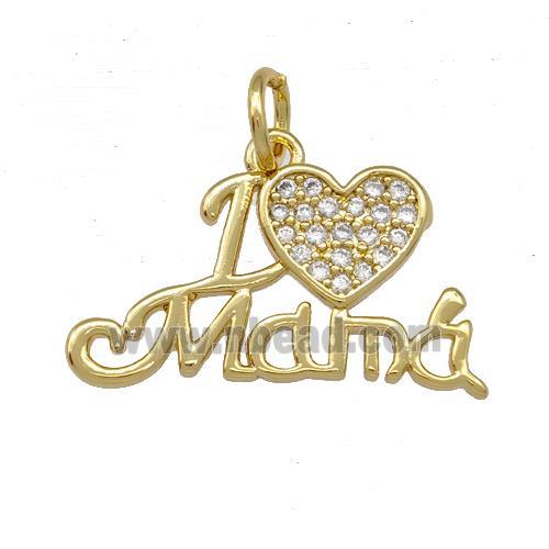 Copper Heart Mama Pendant Pave Zirconia Gold Plated