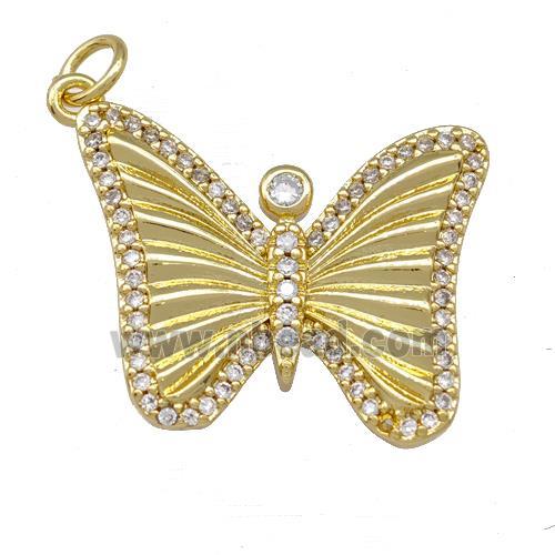 Copper Butterfly Pendant Pave Zirconia Gold Plated