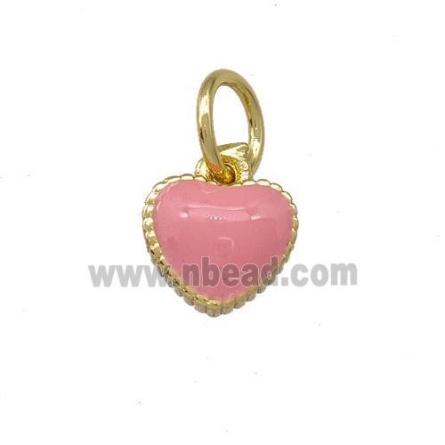 Copper Heart Pendant Pink Enamel Gold Plated