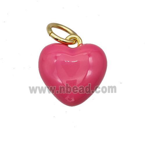 Copper Heart Pendant Red Enamel Gold Plated