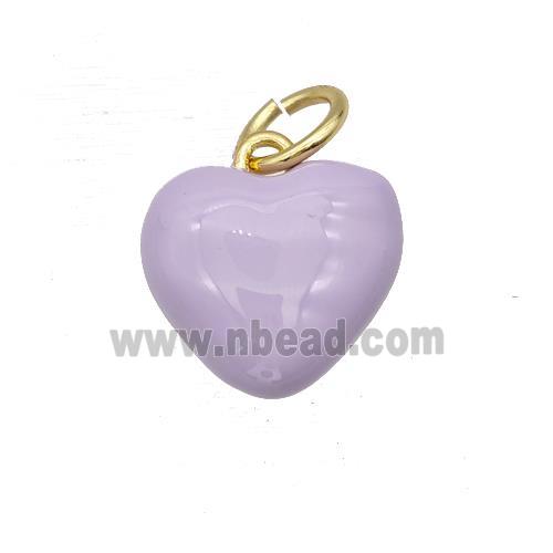 Copper Heart Pendant Lilac Enamel Gold Plated