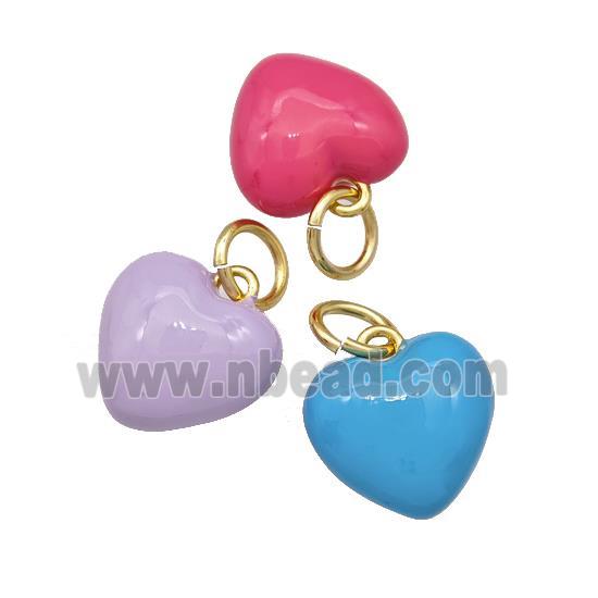 Copper Heart Pendant Enamel Gold Plated Mixed Color