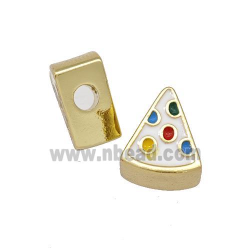 Copper Pendant White Enamel Pizza Charms Gold Plated