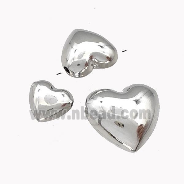 Copper Heart Beads Hollow Platinum Plated