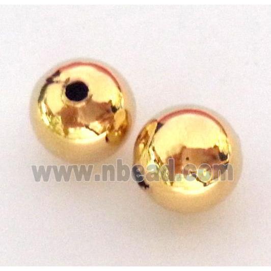 colorfast copper bead, round, gold plated