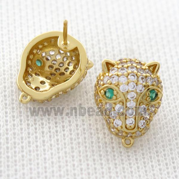 copper Studs Earrings pave zircon, gold plated
